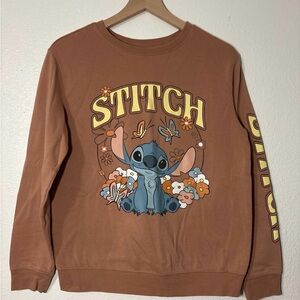 Tan Stitch Floral Graphic Sweatshirt pullover